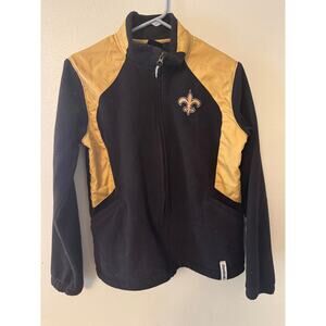 New orleans Saints Reebok fleece black and gold zip up jacket women's large